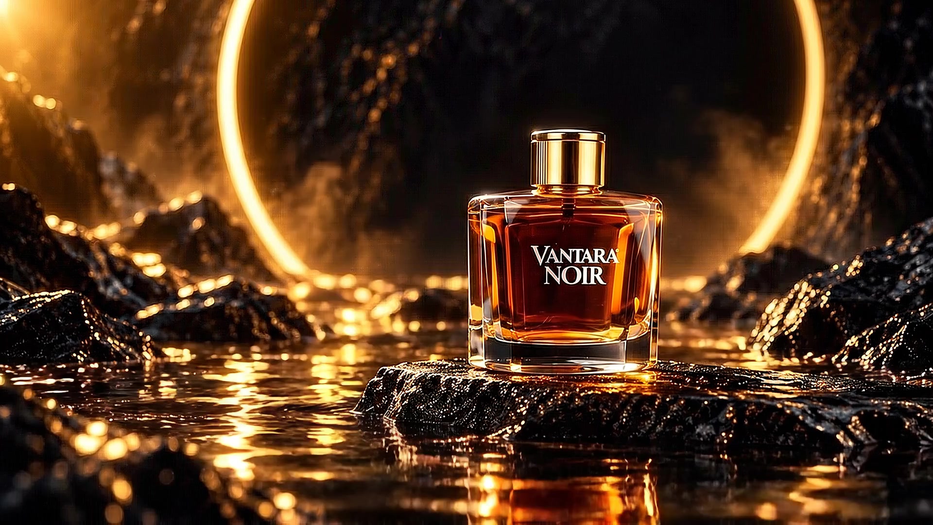فوتوسيشن احترافي للمنتجات بالذكاء الاصطناعي — عطر VANTARA NOIR من الأمام